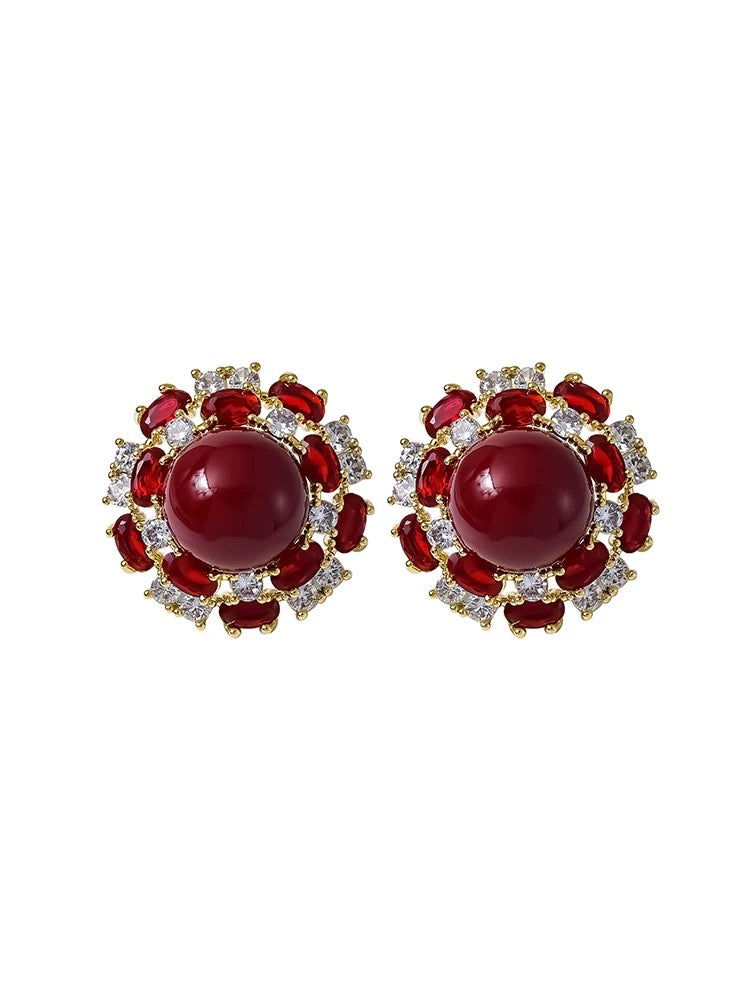 Red Pearl Earrings