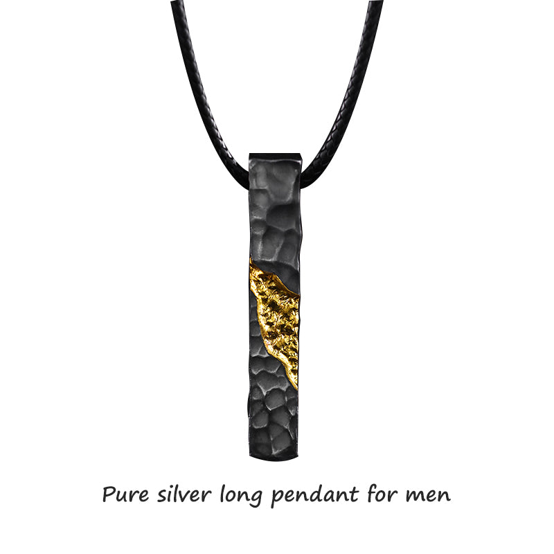 Pure silver long pendant for men