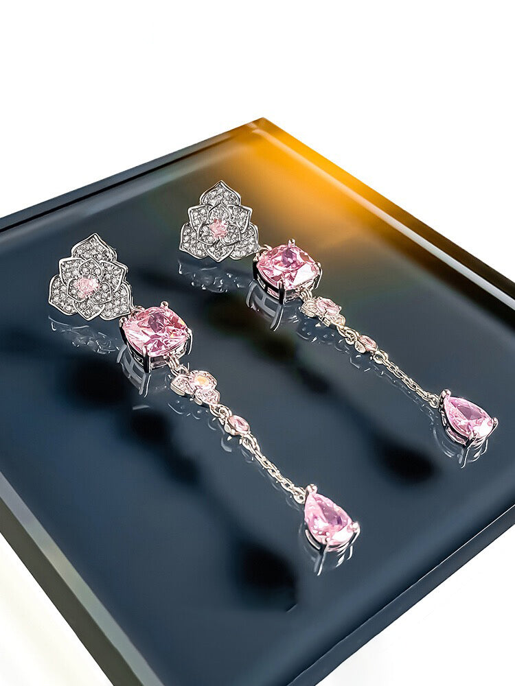 Camellia tassel earrings