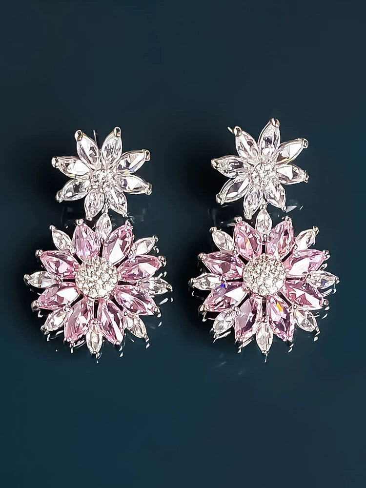Pink flower earrings