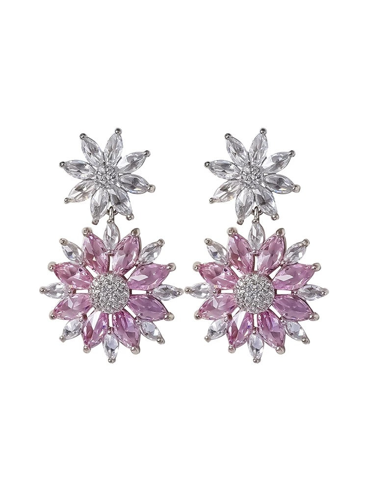 Pink flower earrings