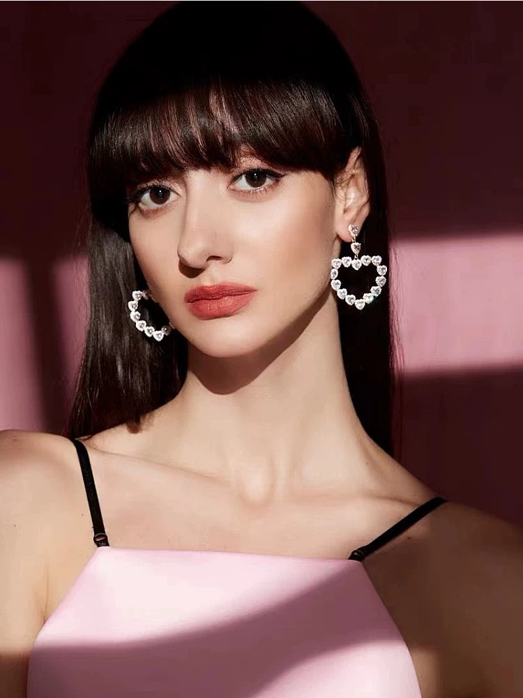Pink heart-shaped earrings