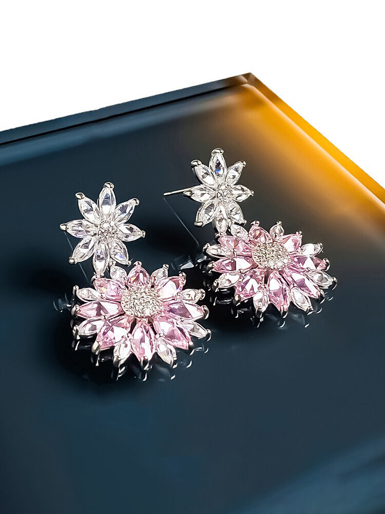 Pink flower earrings