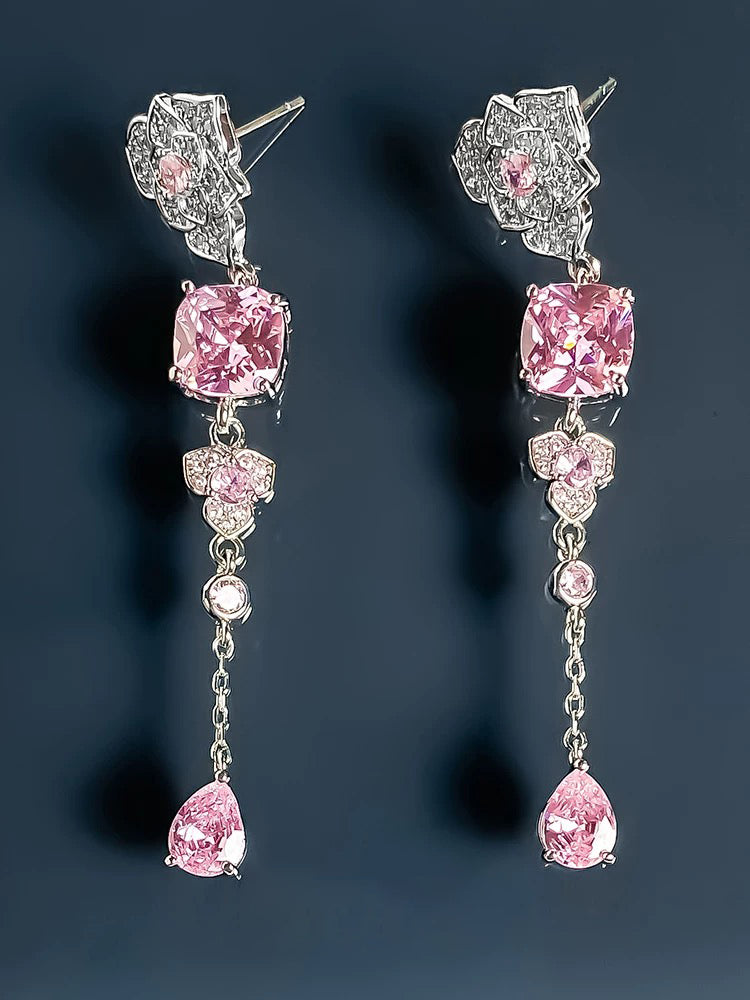 Camellia tassel earrings