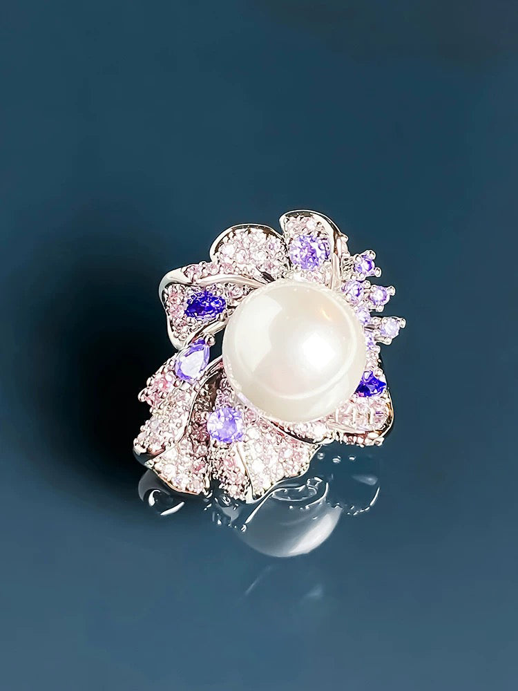 Purple flower earrings