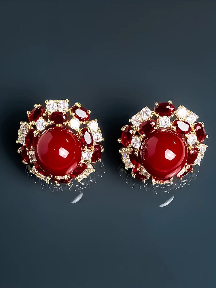 Red Pearl Earrings