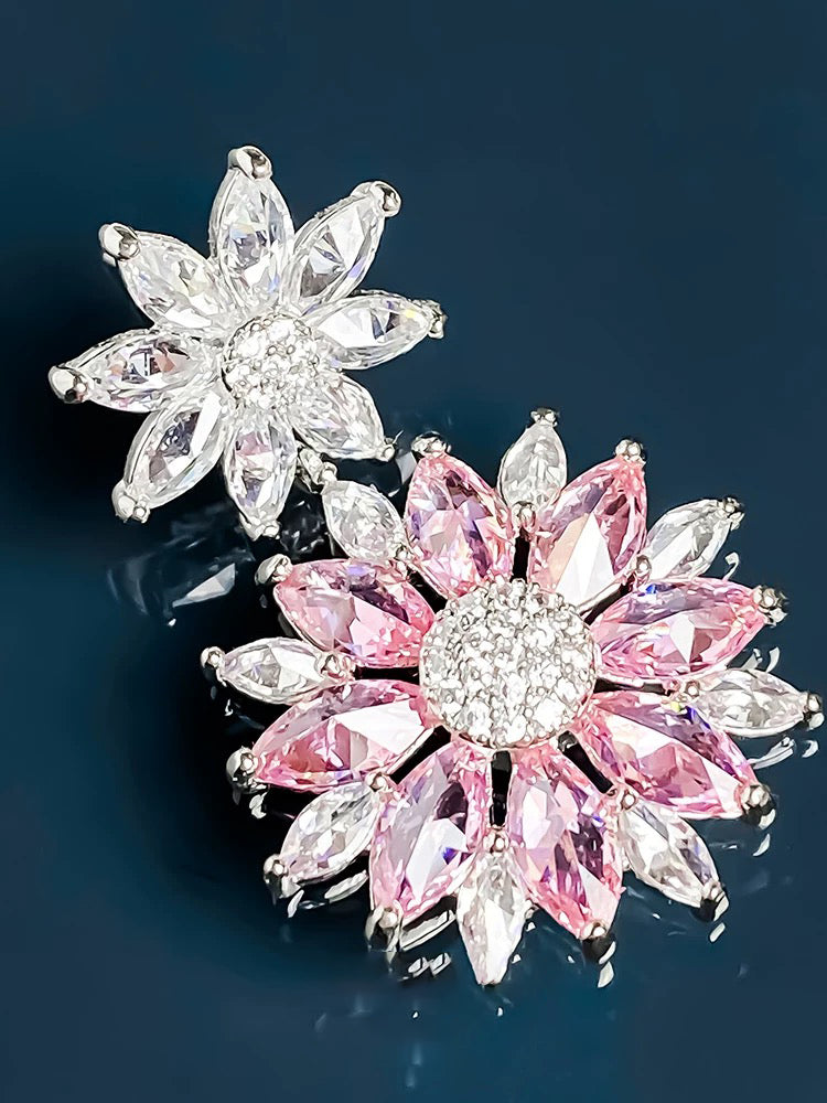 Pink flower earrings