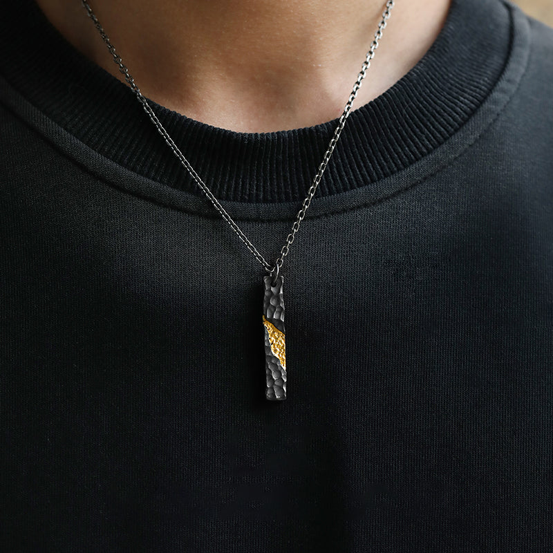 Pure silver long pendant for men