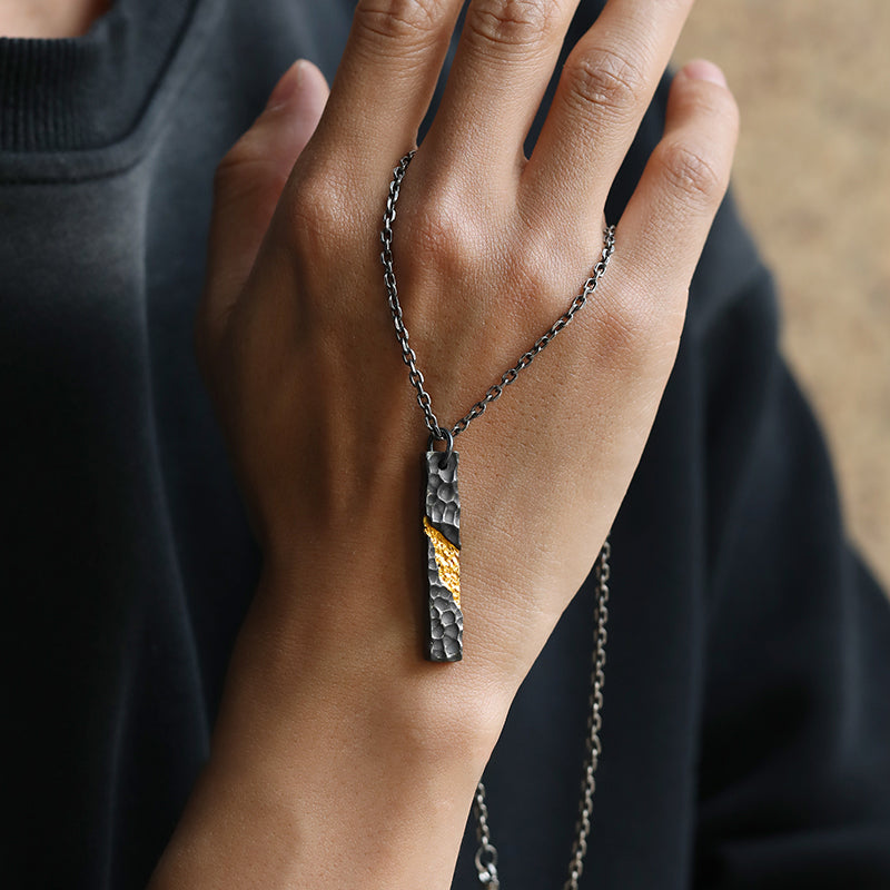 Pure silver long pendant for men