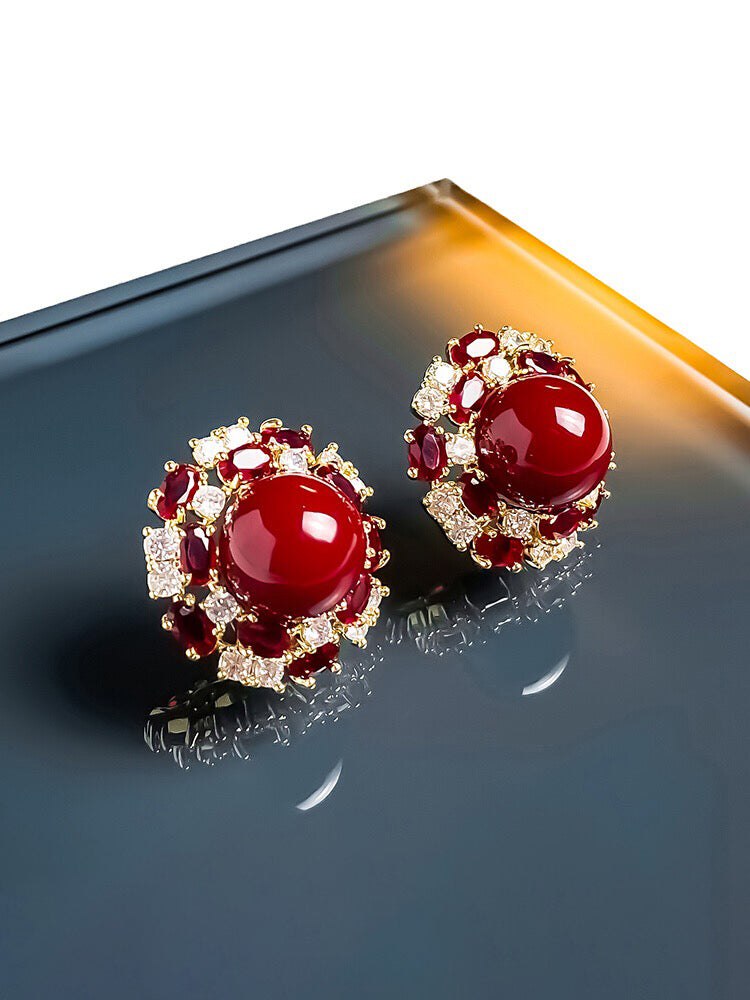 Red Pearl Earrings