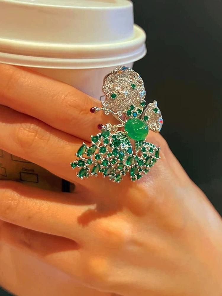 Green Butterfly Ring