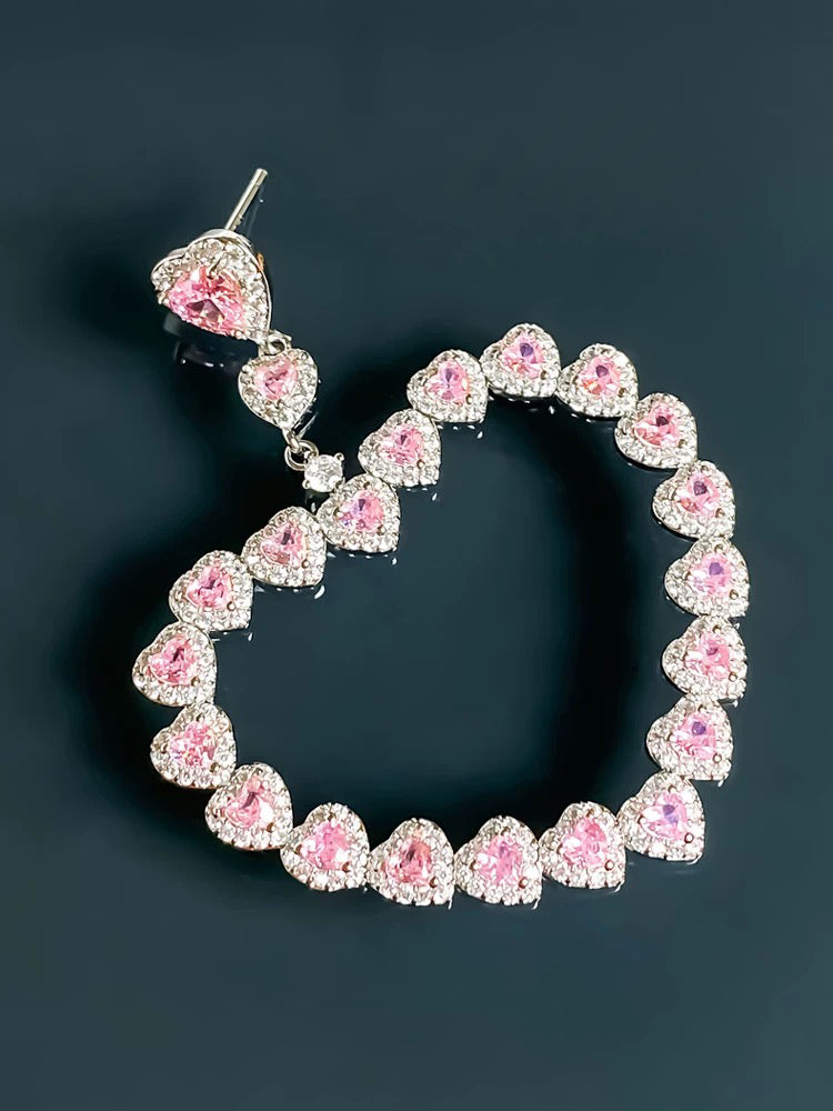 Pink heart-shaped earrings