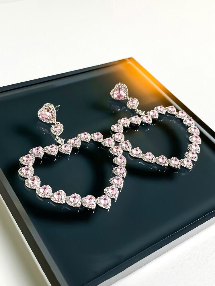 Pink heart-shaped earrings