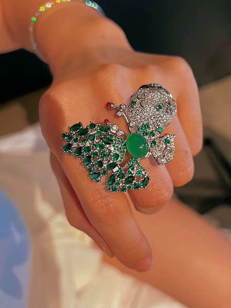 Green Butterfly Ring