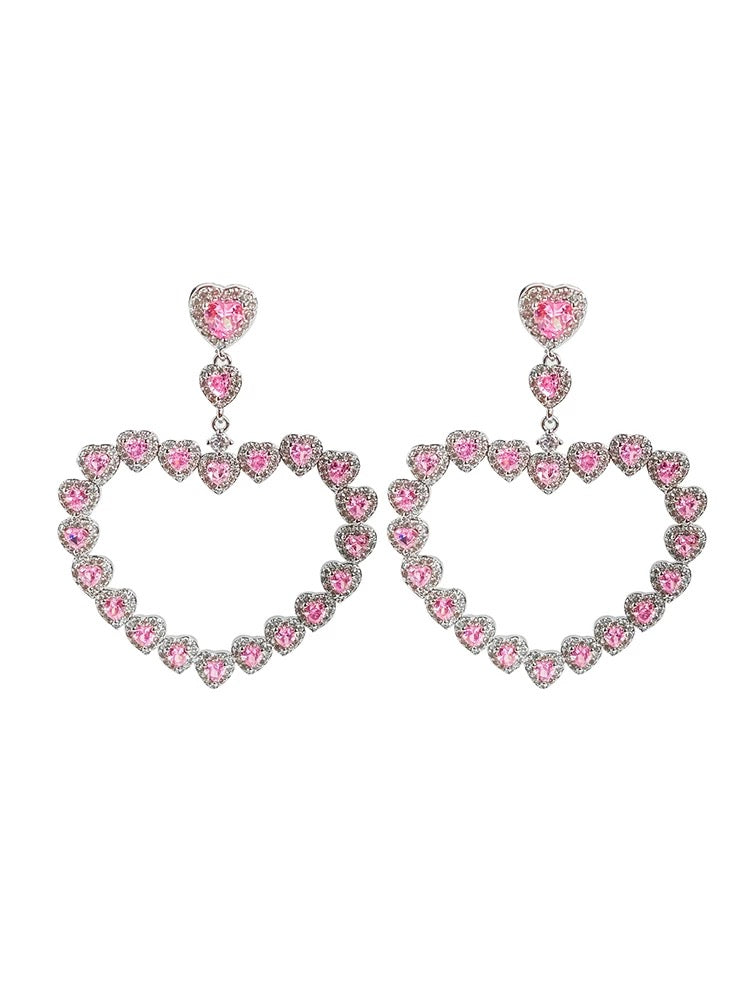 Pink heart-shaped earrings