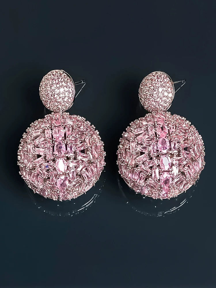 Pink diamond studded earrings
