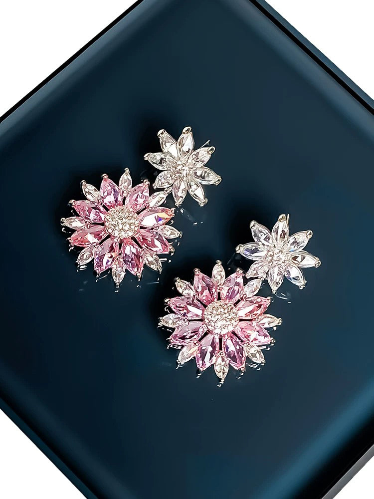Pink flower earrings