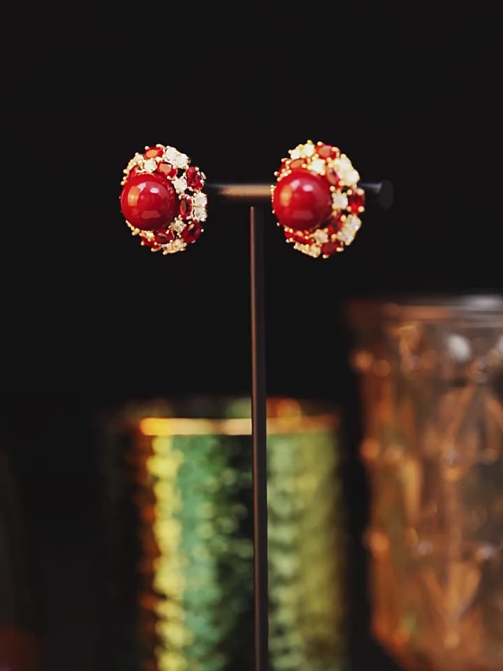 Red Pearl Earrings