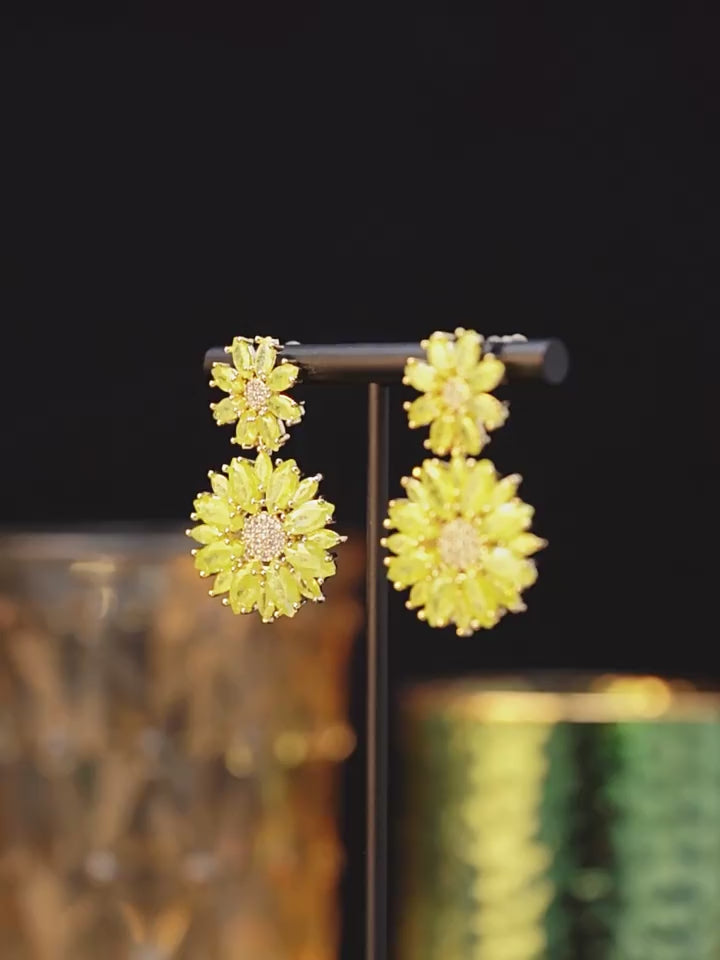Yellow flower earrings
