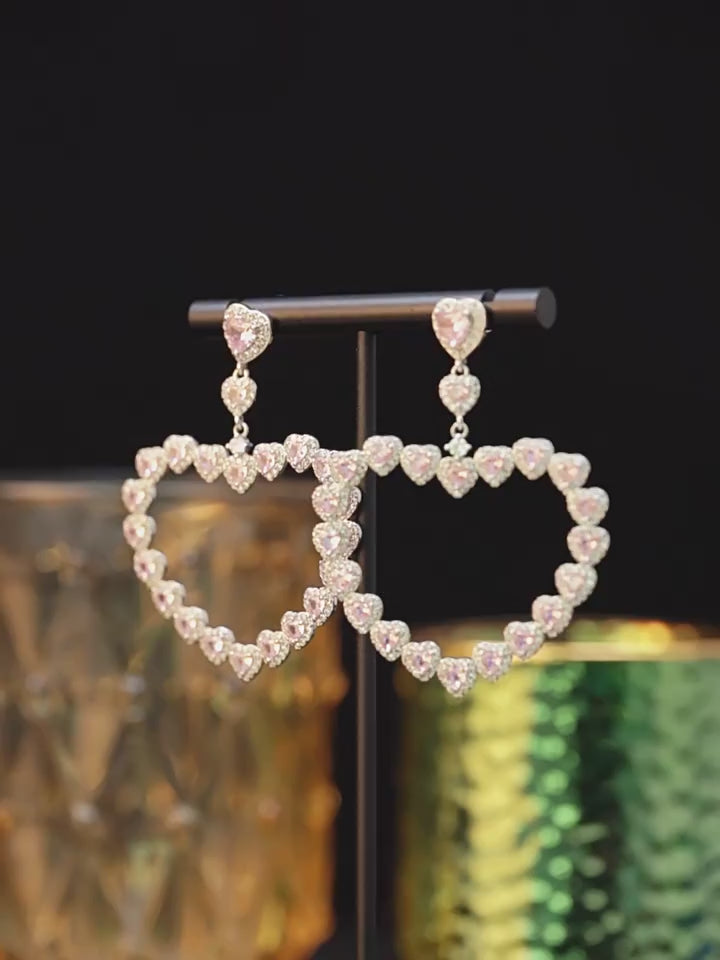 Pink heart-shaped earrings