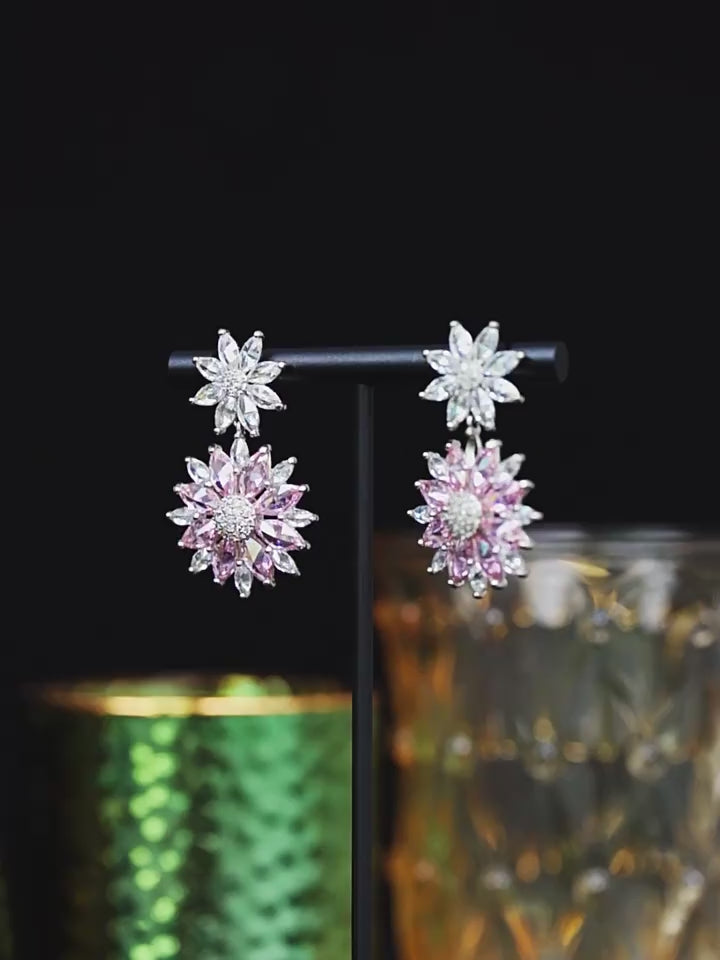 Pink flower earrings